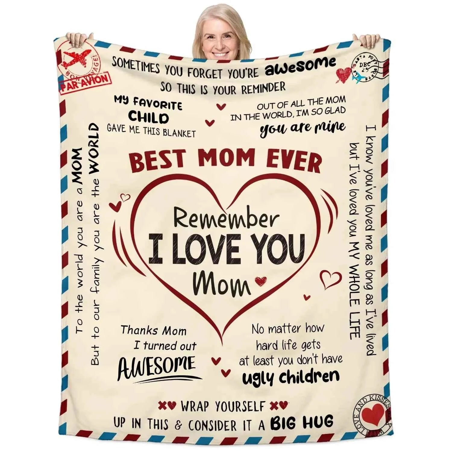 Gifts from Daughter Son for Mother's Day Birthday Mom Gifts Anniversary Unique Gifts for Mom Super Soft Flannel Throw Blankets