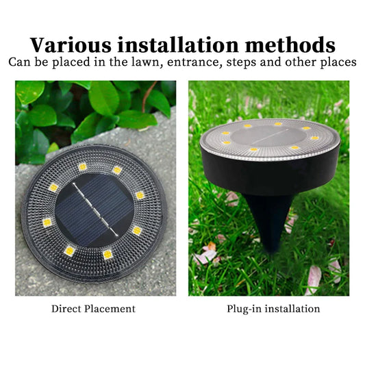 LED Outdoor Solar Power Ground Light IP68 Waterproof Lighting Control Path Deck Lights Yard Driveway Lawn Garden Decoration Lamp