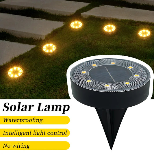 LED Outdoor Solar Power Ground Light IP68 Waterproof Lighting Control Path Deck Lights Yard Driveway Lawn Garden Decoration Lamp